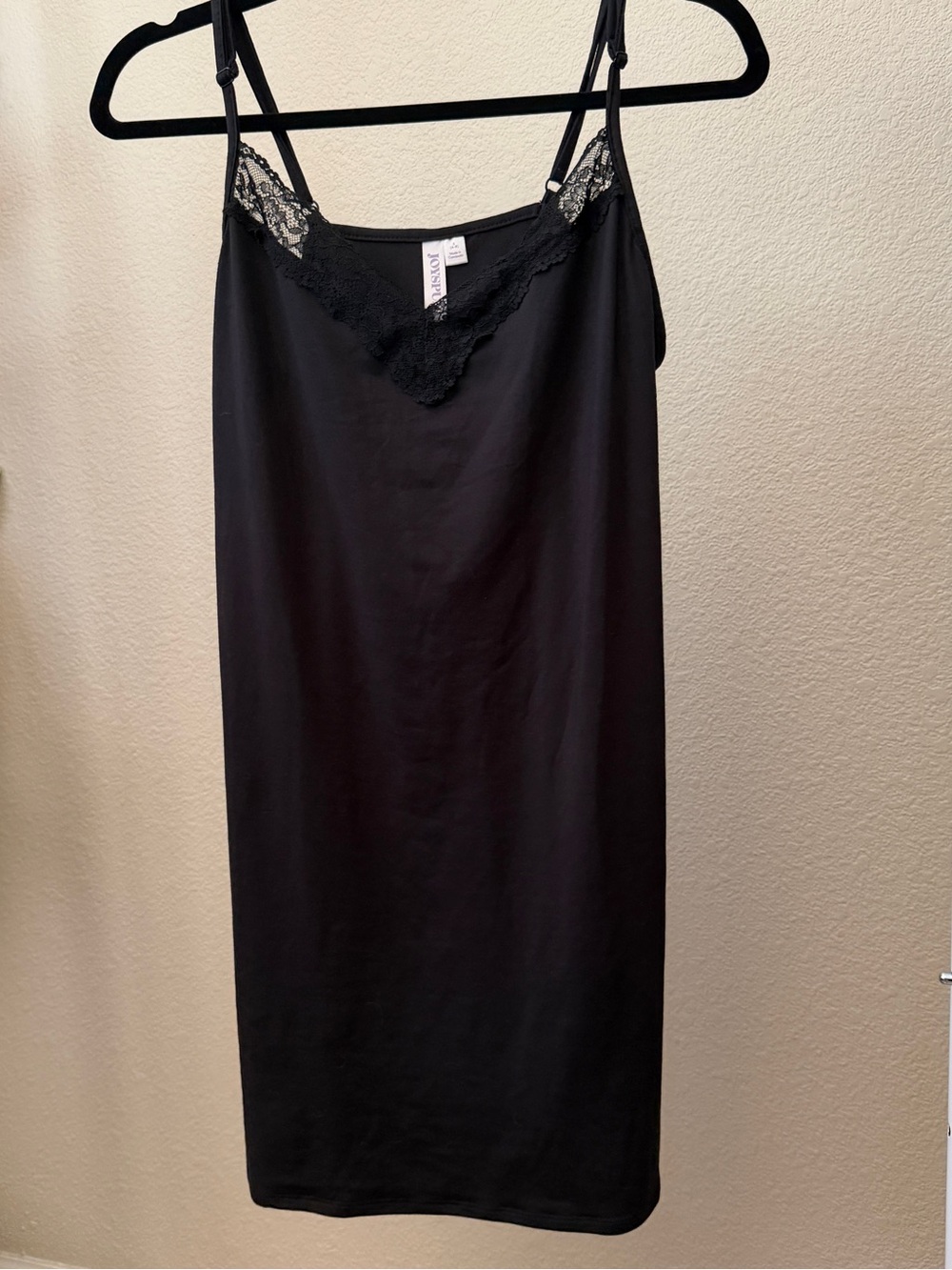 Black Lace-Trim Slip Dress